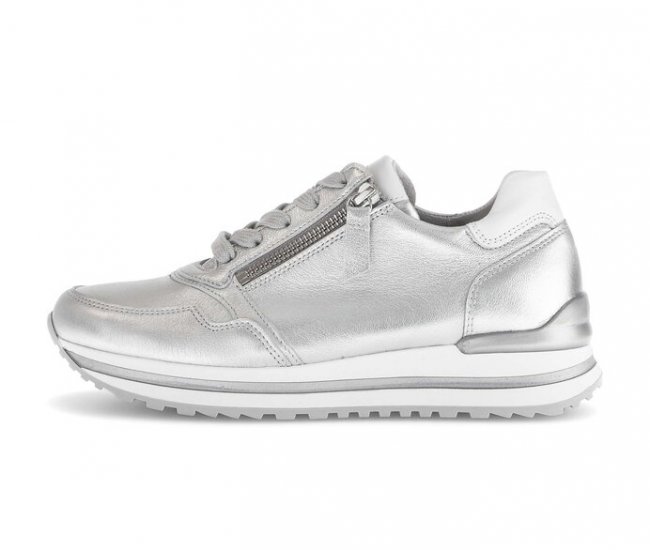Gabor Damen Sneaker Low Silber - Materialmix Leder