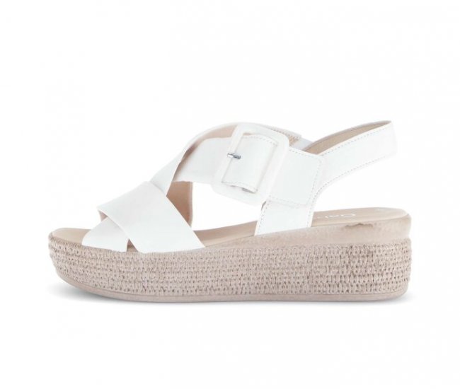 Gabor Damen Plateau Sandale Creme - Glattleder
