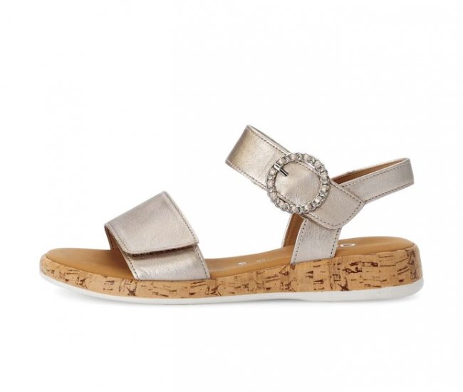 Gabor Damen Riemchensandale Gold - Effektleder