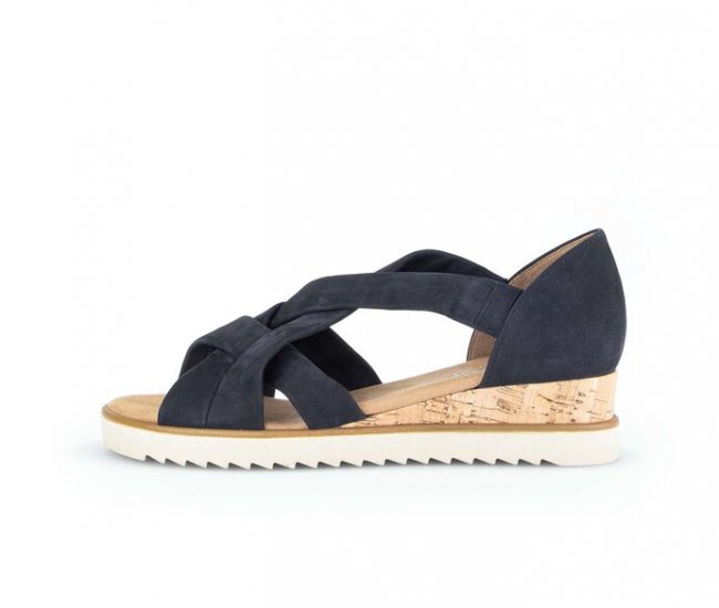 Gabor Damen Keilsandalette Blau - Rauleder