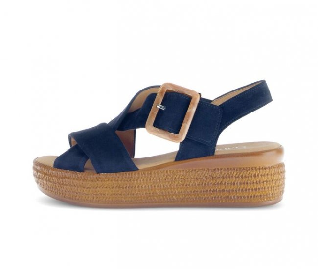 Gabor Damen Plateau Sandale Blau - Rauleder