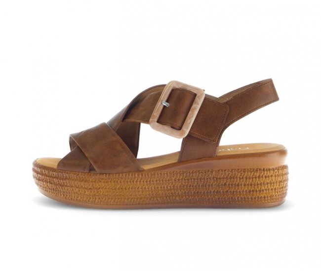 Gabor Damen Plateau Sandale Braun - Glattleder