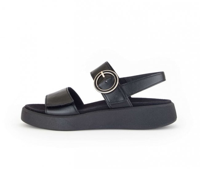 Gabor Damen Plateau Sandale Schwarz - Glattleder