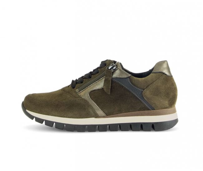 Gabor Damen Sneaker Low Grün - Materialmix Leder