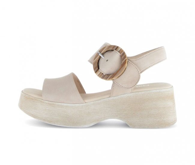Gabor Damen Riemchensandale Beige - Rauleder