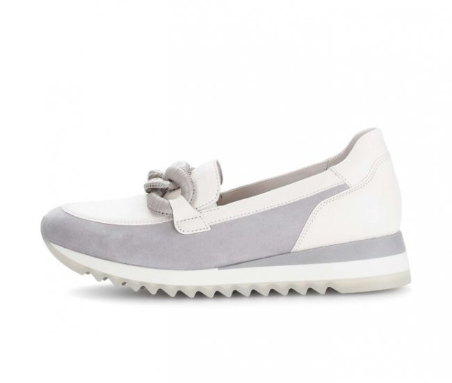 Gabor Damen Slipper Grau - Materialmix Leder