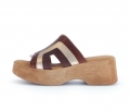 Gabor Damen Plateau Sandale Beige - Materialmix Leder