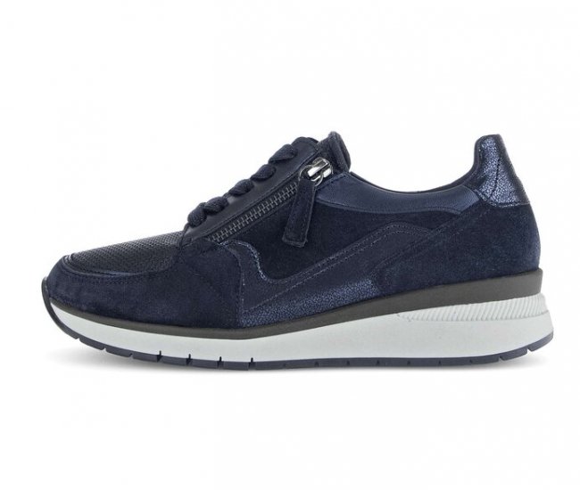 Gabor Damen Sneaker Low Blau - Materialmix Leder/Lederimitat