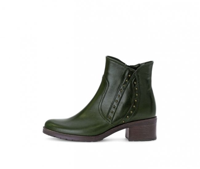 Gabor Damen Elegante Stiefelette Grün - Glattleder