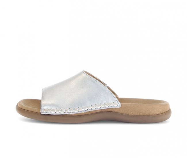 Gabor Damen Pantolette Silber - Effektleder