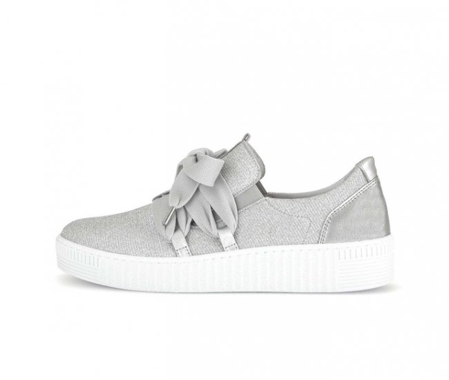Gabor Damen Sneaker Low Silber - Materialmix Leder/Lederimitat