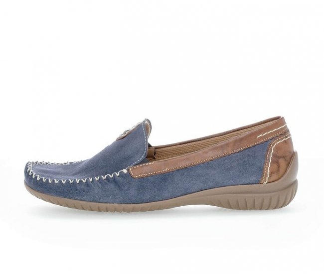 Gabor Damen Mokassin Blau - Materialmix Leder