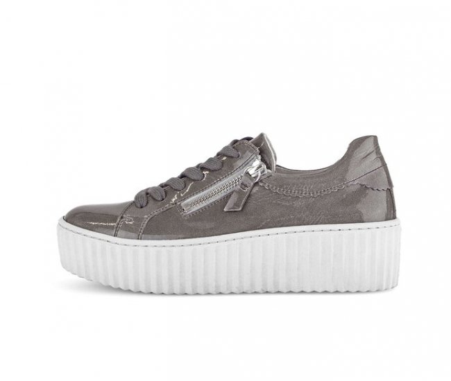 Gabor Damen Sneaker Low Grau - Lackleder