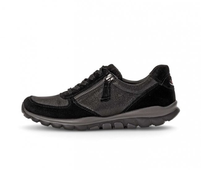 Gabor Damen Sneaker Low Schwarz - Materialmix Leder