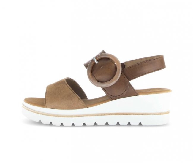 Gabor Damen Plateau Sandale Braun - Rauleder