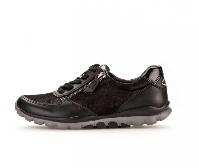 Gabor Damen Sneaker Low Schwarz - Materialmix Leder