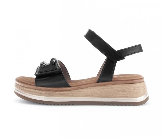 Gabor Damen Plateau Sandale Schwarz - Glattleder