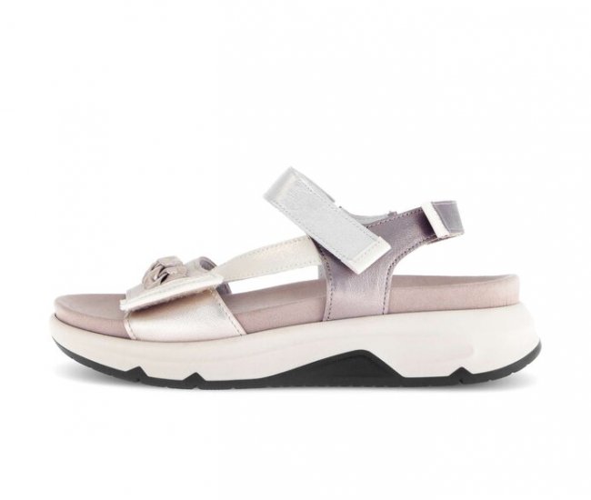 Gabor Damen Riemchensandale Gold - Materialmix Leder