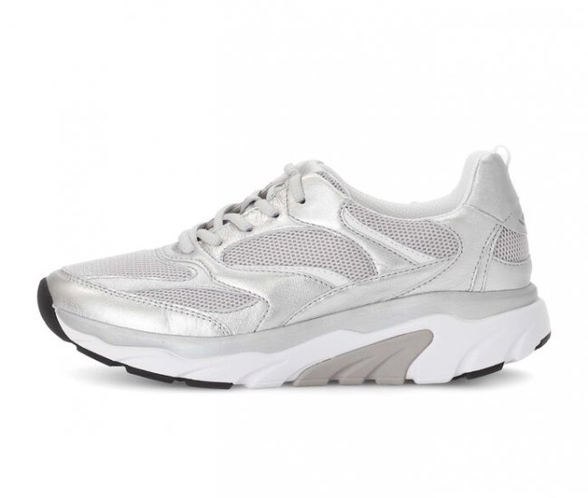 Gabor Damen Sneaker Low Silber - Materialmix Leder/Lederimitat