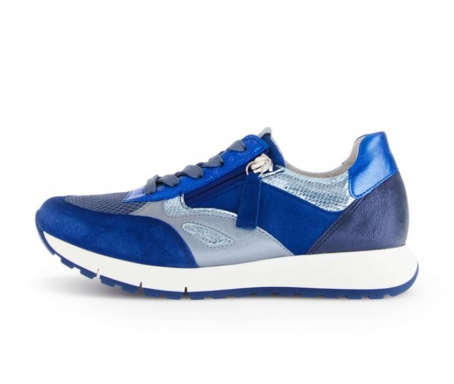 Gabor Damen Sneaker Low Blau - Materialmix Leder/Lederimitat