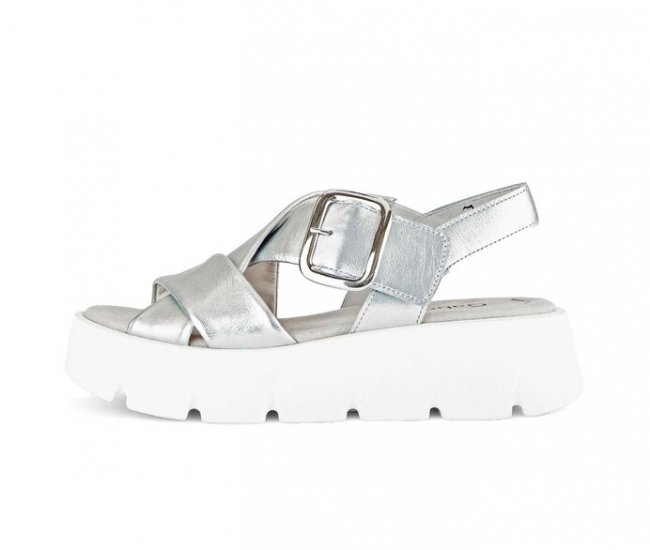 Gabor Damen Plateau Sandale Silber - Effektleder