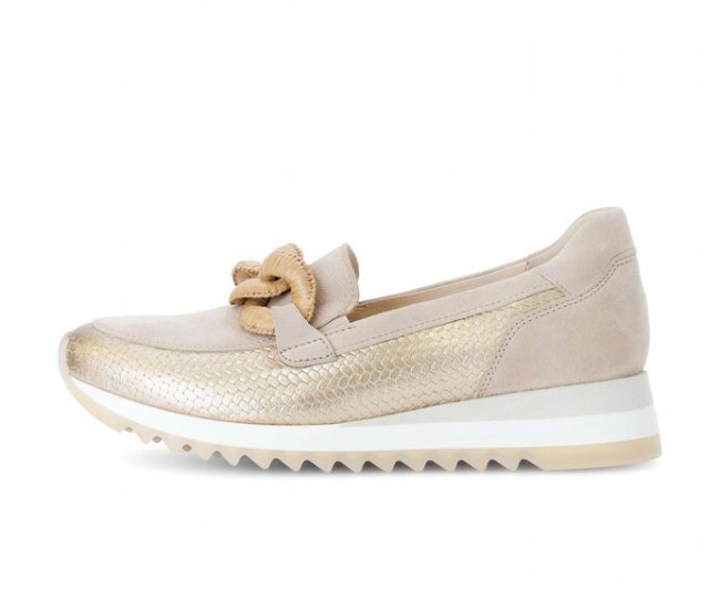 Gabor Damen Slipper Beige - Materialmix Leder