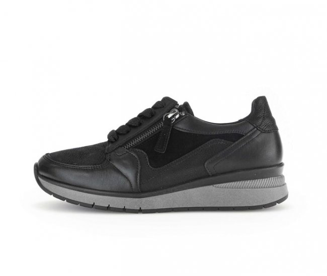 Gabor Damen Sneaker Low Schwarz - Materialmix Leder/Lederimitat