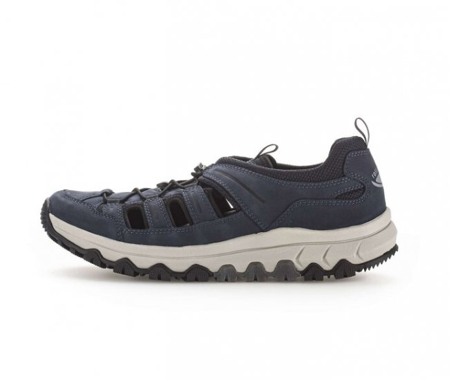 Gabor Herren Rollingsoft Sneaker Low Blau - Materialmix Leder/Textil