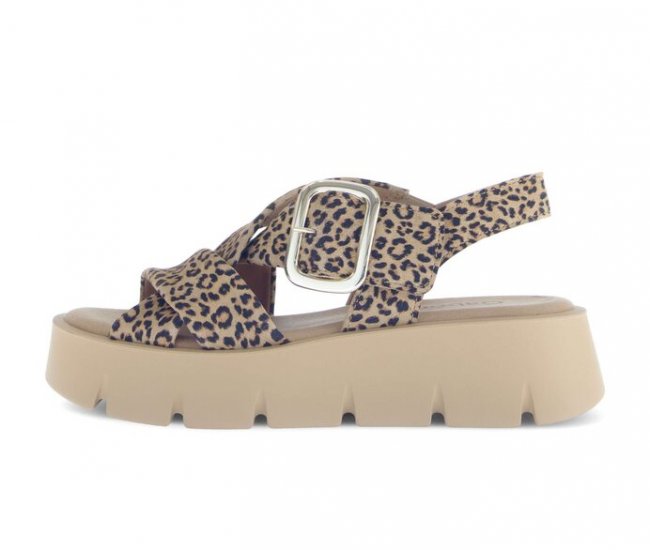 Gabor Damen Plateau Sandale Beige - Rauleder