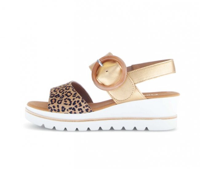Gabor Damen Plateau Sandale Beige - Materialmix Leder