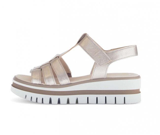 Gabor Damen Plateau Sandale Gold - Effektleder