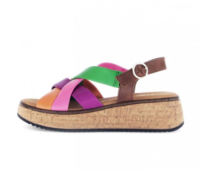 Gabor Damen Plateau Sandale Multicolour - Materialmix Leder