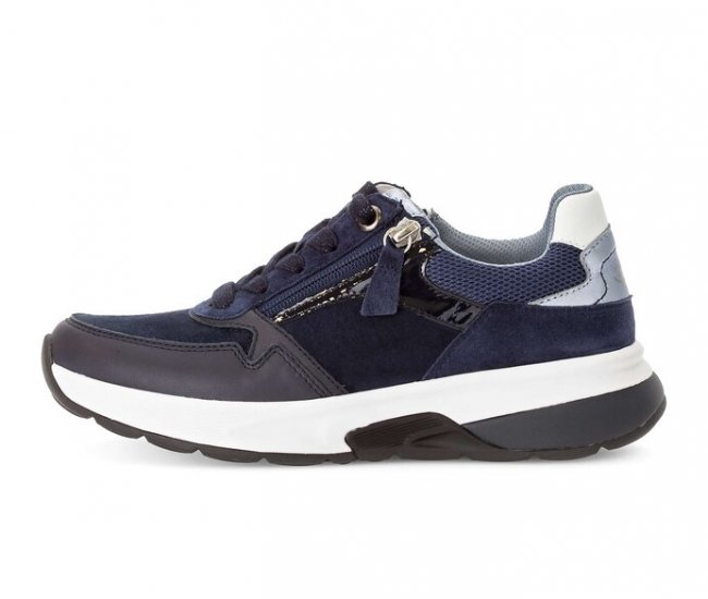 Gabor Damen Sneaker Low Blau - Materialmix Leder/Lederimitat