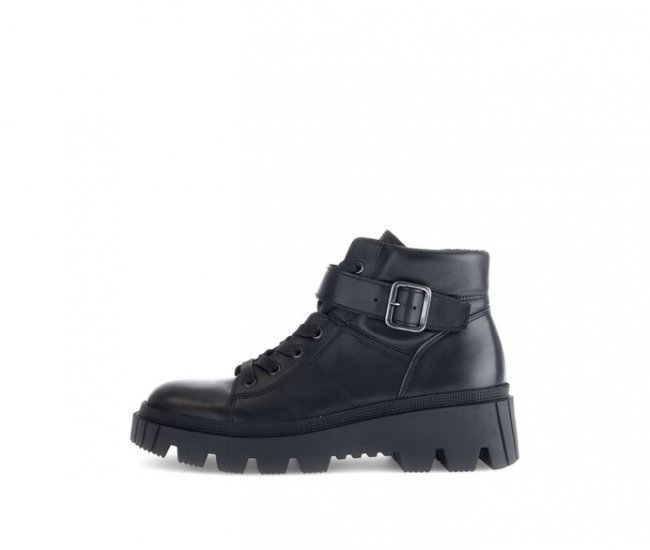 Gabor Damen Schnürstiefelette Schwarz - Glattleder