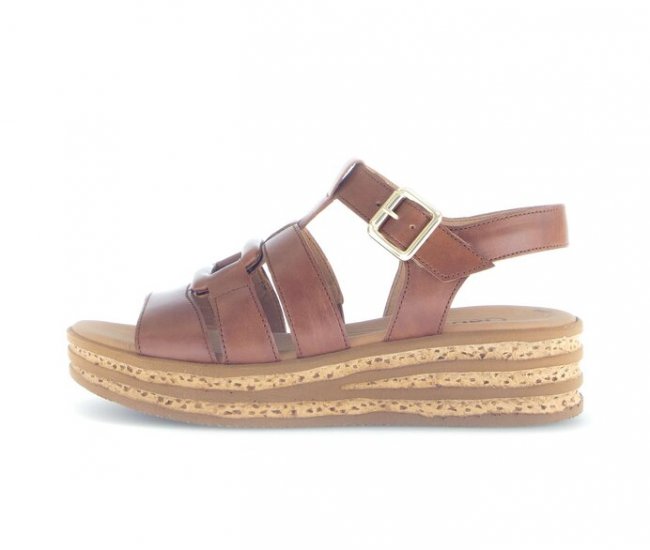 Gabor Damen Plateau Sandale Braun - Glattleder