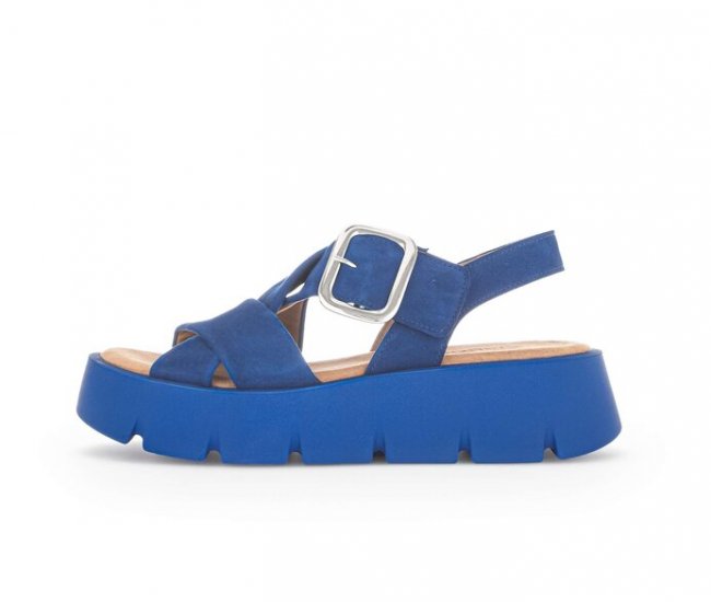 Gabor Damen Plateau Sandale Blau - Rauleder