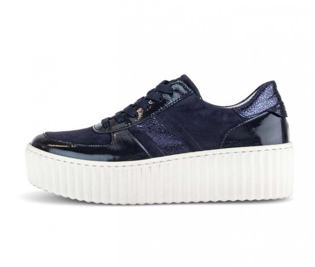 Gabor Damen Sneaker Low Blau - Materialmix Leder