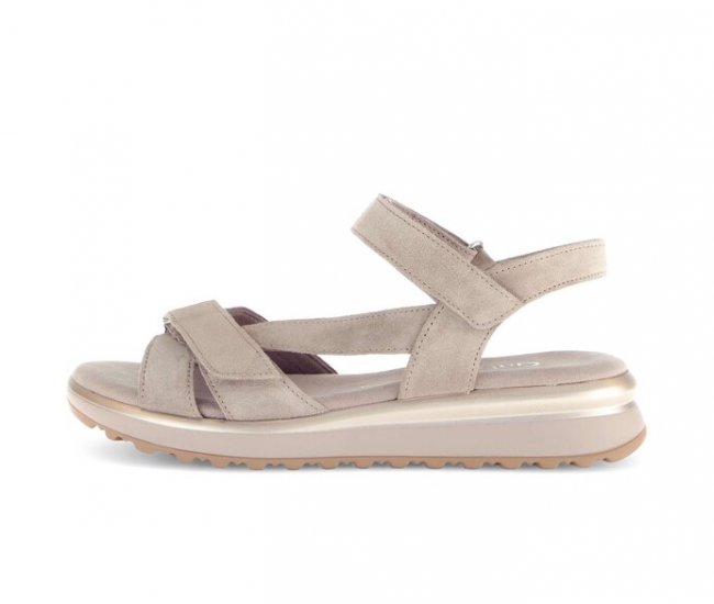 Gabor Damen Riemchensandale Beige - Rauleder