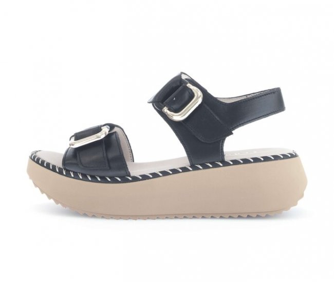 Gabor Damen Plateau Sandale Schwarz - Glattleder