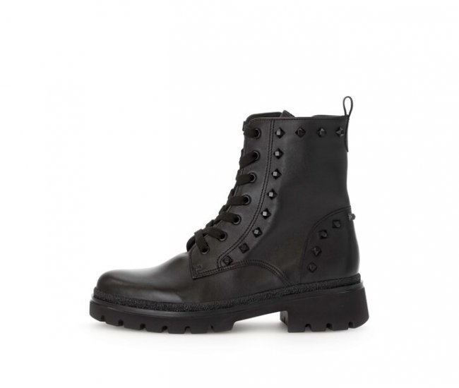 Gabor Damen Schnürstiefelette Schwarz - Glattleder