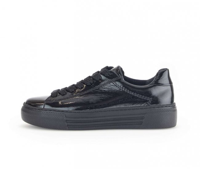 Gabor Damen Sneaker Low Schwarz - Lackleder