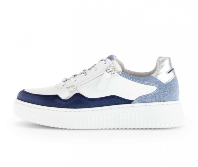 Gabor Damen Sneaker Low Blau - Materialmix Leder