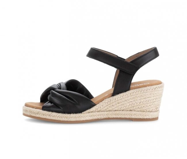 Gabor Damen Keilsandalette Schwarz - Glattleder