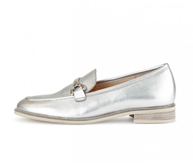 Gabor Damen Slipper Silber - Effektleder