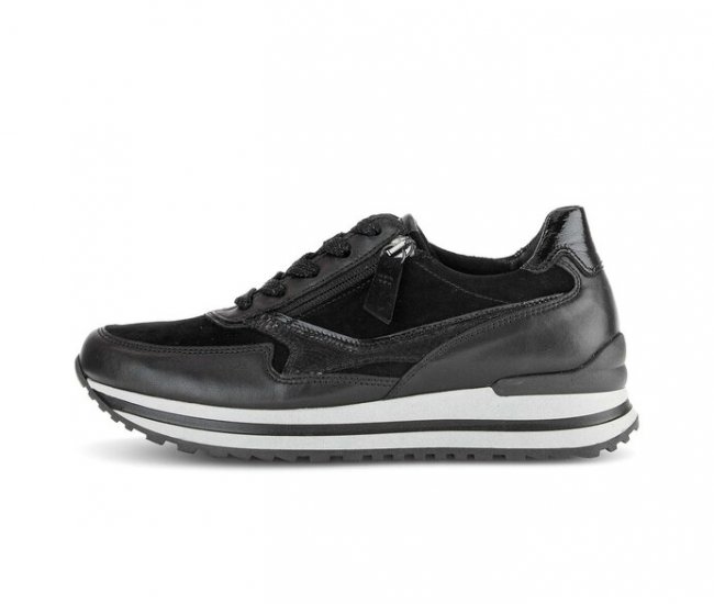 Gabor Damen Sneaker Low Schwarz - Materialmix Leder