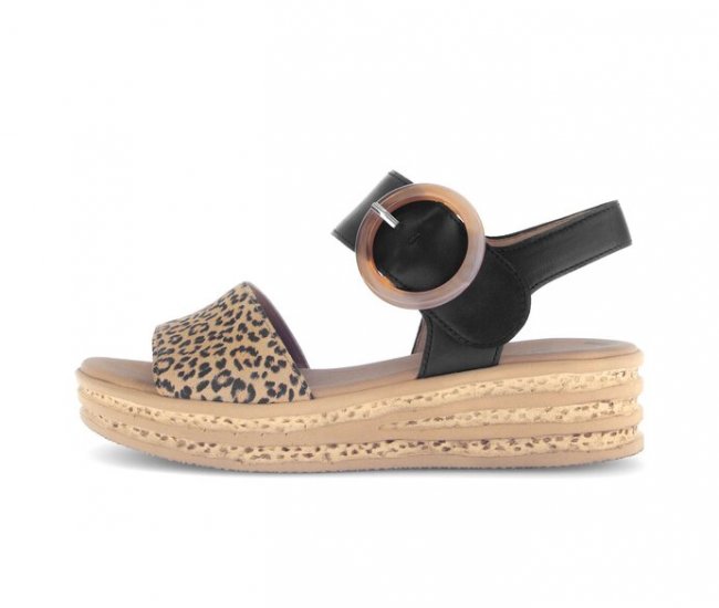 Gabor Damen Plateau Sandale Beige - Materialmix Lederimitat