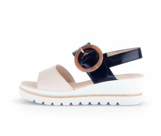 Gabor Damen Plateau Sandale Beige - Materialmix Leder