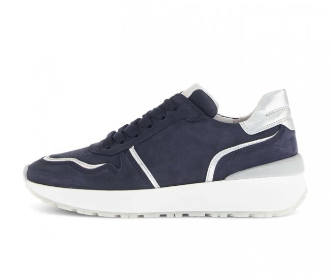 Gabor Damen Sneaker Low Blau - Materialmix Leder