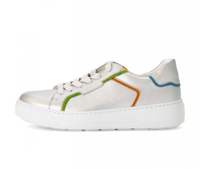 Gabor Damen Sneaker Low Silber - Materialmix Leder