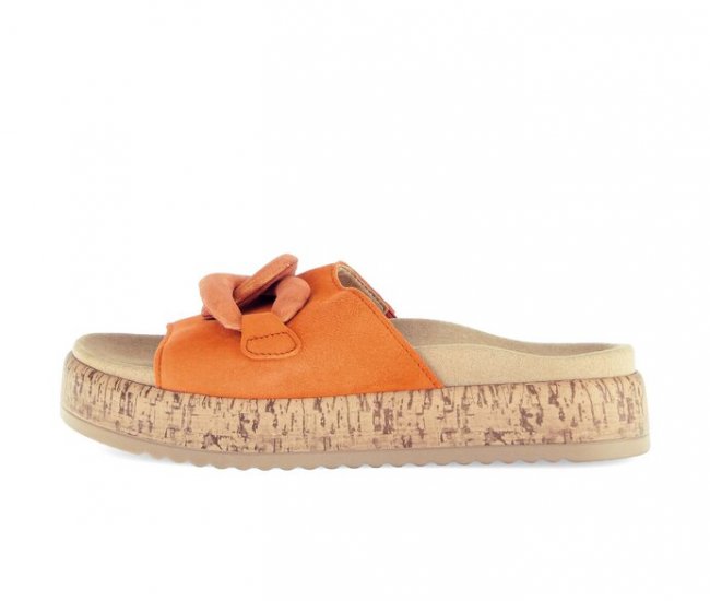 Gabor Damen Pantolette Orange - Materialmix Leder